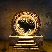 cheap Light Up Toys-Atlantis Stargate Mirror LED Night Light Star Gate 3D Time Tunnel Ring Mirror Movie Replica Model Cospaly Halloween Party Prop Resin Collectable Toy Home Decor Ornament Gift