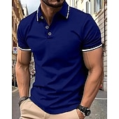 cheap Men&#039;s Classic Polo-Men&#039;s Golf Shirt Golf Polo Work Casual Lapel Short Sleeve Basic Modern Color Block Patchwork Button Spring &amp; Summer Regular Fit Wine Lake Blue Black White Pink Navy Blue Golf Shirt