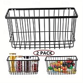 cheap Kitchen Storage-2pcs Storage Racks Metal Wire Storage Basket Wall Hanging Basket Wall Mounted Organizer Basket for kitchen Office Pantry Bathroom Cabinet Kitchen Organizers and Storage Kitchen Accessories