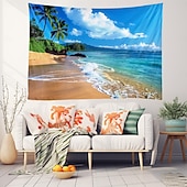 Недорогие Тапестри́ на океа́нском пляже-Пляжный остров, подвесной гобелен, настенное искусство, большой гобелен, фреска, декор, фотография, фон, одеяло, занавеска, украшение для дома, спальни, гостиной