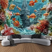 cheap Ocean Beach Tapestry-Undersea Landscape Hanging Tapestry Wall Art Large Tapestry Mural Decor Photograph Backdrop Blanket Curtain Home Bedroom Living Room Decoration