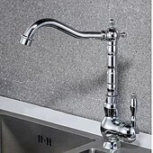 お買い得  キッチン用水栓金具-水栓 - シングルハンドルつの穴 電気メッキ プルアウト / プルダウン センターセット レトリ／ヴィンテージ Kitchen Taps