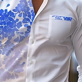 economico Camicie eleganti da uomo-Per uomo Camicie Stampate Floreale Abbigliamento casual alla moda Abbigliamento da lavoro Blu Giallo Manica Lunga Collo ripiegato Primavera &amp; Estate Abbigliamento Tasca