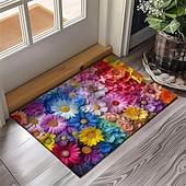 cheap Doormats-Wedding Rainbow Flowers Doormat Non-Slip Oil Proof Rug Indoor Outdoor Mat Bedroom Decor Bathroom Mat Entrance Rug Door Mat