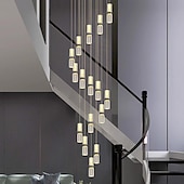 זול אורות תקרה ניתנים לעמעום-אור נברשת led, גרם מדרגות קריסטל מתכת מסתובב נברשת ארוכה, מודרני, פשוט ויוקרתי, מתאים לוילות, בנייני דופלקס, לופטים, דירות וטרסות, ניתנת לחיל 110-240 v