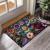 cheap Doormats-Mexico Folk Art Flowers Doormat Non-Slip Oil Proof Rug Indoor Outdoor Mat Bedroom Decor Bathroom Mat Entrance Rug Door Mat