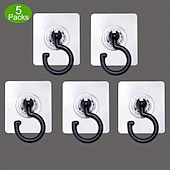 cheap Home Storage &amp; Hooks-5pcs Rotatable Plastic Ceiling Hooks for Hanging Plants, Lanterns, Wind Chimes - Adhesive Ceiling Hooks, Easy to Install, No Drill Needed - Contemporary Style Ceiling Mount Hooks for Decoration