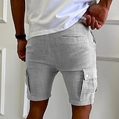 abordables Classique-Homme Short Cargo Short Cordon Taille elastique Multi poche Plein Vestimentaire Court Extérieur du quotidien Sortie Mode Classique Noir Jaune