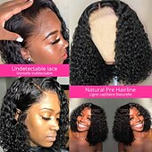 economico Parrucche lace front capelli veri-parrucca anteriore del merletto dei capelli umani remy 13x4 parte libera capelli brasiliani parrucca nera riccia crespa 150% densità del 180% con i capelli del bambino pre-pizzicati per parrucche per