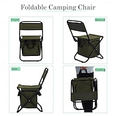 cheap Picnic &amp; Camping Accessories-Portable Foldable Camping Chair with Cooler Bag, Lightweight Backrest Stool Compact Folding Chair Seat, Outdoor Backrest Stool with Folding Backpack for Camping Hunting Fishing Hiking