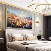 Handgefertigtes Ölgemälde auf Leinwand, Wandkunst, Dekoration, moderne abstrakte Blumenlandschaft für Heimdekoration, gerolltes, rahmenloses, ungedehntes Gemälde preiswerte Blumen-/Botanische Gemälde-Handgefertigtes Ölgemälde auf Leinwand, Wandkunst, Dekoration, moderne abstrakte Blumenlandschaft für Heimdekoration, gerolltes, rahmenloses, ungedehntes Gemälde