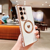Недорогие Чехлы для Samsung-телефон Кейс для Назначение SSamsung Galaxy S24 S23 S22 S21 Ultra Plus S25 Ультра Кейс на заднюю панель Поддержка беспроводной зарядки Защита от удара С сердцем ТПУ Покрытие
