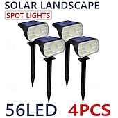 お買い得  屋外スポットライト-4本 2個 1個 50 W LEDソーラーライト 多機能 ソーラー駆動 赤外線センサー 温白色 ホワイト 3.7 V # LEDビーズ