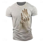 billige 3D T-skjorter-Herre Grafisk Speilbilde T skjorte Kortermet T skjorte 3D-utskrift Crew-hals Skjorte Retro / vintage Fritid Gate stil Sport &amp; Utendørs Ferie Ut på byen Beige Grå Vår sommer Klær S M L XL 2XL 3XL