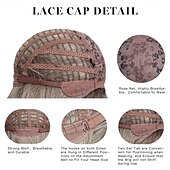 abordables Perruques Synthétiques Sans Bonnet-Perruque rose pour femme longue ombre marron à rose ondulée bouclée synthétique avec frange partie centrale racines foncées cheveux superposés avec frange pour filles cosplay fête Halloween Noël