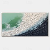 preiswerte Landschaftsgemälde-handgemaltes abstraktes, minimalistisches Strand-Acrylgemälde auf Leinwand, handgefertigt, große Wandkunst, Textur, Ozeanwellengemälde, individuelles Wabi-Sabi-Gemälde, Wanddekoration