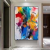 voordelige Abstracte schilderijen-kleurrijk pattle knife schilderij handgemaakt schilderij extra groot abstract schilderij groot canvas kunst schilderij voor woonkamer oversized muurkunst moderne abstracte kunst schilderij voor