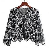 abordables Châles &amp; Écharpes-Rétro Vintage Années Folles Années 1920 Manteau Châles Gatsby le Magnifique Invité au mariage Paillettes Femmes Halloween Carnaval Mascarade Mariage robe demoiselle d honneur Événement / Fête Adulte