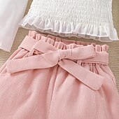 お買い得  セット-女の子 3D 純色 シャツ＆ショーツ ショートパンツのセット 長袖 秋 日常 カジュアル 幼児 4年以上 ルーズフィット