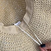 billige Halmhatt-elegant beige/khaki stråhatt med snørebånd bred rand volangsolhatter pustende reisestrandhatter for kvinner jenter sommer utendørsferie