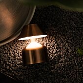 economico Lampade da tavolo-Lampada da tavolo a forma di fungo da 5,5&quot; in metallo ricaricabile con lampada da scrivania per atmosfera da camera da letto interna con regolazione a 3 colori