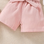 お買い得  セット-女の子 3D 純色 シャツ＆ショーツ ショートパンツのセット 長袖 秋 日常 カジュアル 幼児 4年以上 ルーズフィット