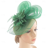 levne Svatební čelenka-Fascinátory Klobouky Doplňky do vlasů Organza 30. léta Cylindr Závojový klobouk Dostih koktejl Elegantní Luxus S Peří Mašličky Přílba Pokrývky Hlavy