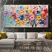 preiswerte Blumen-/Botanische Gemälde-Großes Pflaumenblüten-Ölgemälde, handgemalte rosa Blumen, Leinwand-Wandkunst, dicke Textur, Palettenmesser-Gemälde, Nachttisch-Kunst, Jubiläumsgeschenk, Heimdekoration