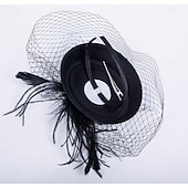 billige Fascinatorer og hatter-Elegant Retro / vintage Fascinatorhatt Fascinator Slør pannebånd Brude Kostyme Dame Karneval Maskerade Fest / aften Utdrikningslag Voksen Hodeplagg