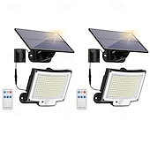 abordables Farolas-1 foco solar de 228 LED para exteriores, luces solares de pared divididas, sensor de movimiento, 3 modos de iluminación desde el anochecer hasta el amanecer, lámpara de pared impermeable IP65 con control remoto.