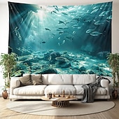 cheap Ocean Beach Tapestry-Undersea Landscape Hanging Tapestry Wall Art Large Tapestry Mural Decor Photograph Backdrop Blanket Curtain Home Bedroom Living Room Decoration