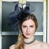 economico Cappelli per feste-fasce cappelli copricapo tulle organza cappello floscio cappello da sole piattino cappello da sposa tea party matrimonio elegante con bowknot copricapo copricapo