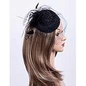 billige Fascinatorer og hatter-Elegant Retro / vintage Fascinatorhatt Fascinator Slør pannebånd Brude Kostyme Dame Karneval Maskerade Fest / aften Utdrikningslag Voksen Hodeplagg