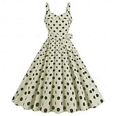 economico Vestiti-Retrò Vintage Anni 1950 Rockabilly Vestito Abito Swing Pois Per donna Carnevale Mascherata Abbigliamento quotidiano Adulti Vestito Abiti per il ritorno