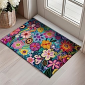 cheap Doormats-Mexico Folk Art Flowers Doormat Non-Slip Oil Proof Rug Indoor Outdoor Mat Bedroom Decor Bathroom Mat Entrance Rug Door Mat