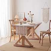 cheap Table Runners-Boho Table Runner for Home Decor 72 Inches Long Farmhouse Rustic Table Runner Cream &amp; Brown Macrame Table Runner with Tassels for Dining Living Room Bedroom Decor Bridal Shower