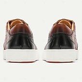 abordables Baskets en cuir haut de gamme-Homme Basket Baskets habillées Cuir Cuir de vachette pleine fleur italien Antidérapantes Lacet Noir Marron