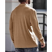 preiswerte Klassisches Poloshirt für Herren-Herren Poloshirt aus Baumwolle Golfhemd Arbeit Casual Kargen Langarm Basic Modern Glatt Taste Tasche Frühling &amp; Herbst Regular Fit Dunkelrot Wein Aprikose Dunkelgrau Wasserblau Schwarz Poloshirt aus
