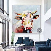 billiga Djurmålningar-abstrakt koolja målning handmålad färgglad djur textur målning unikt konstverk levande djur canvas målning för väggkonst bondgård inredning vardagsrum vardagsrum heminredning