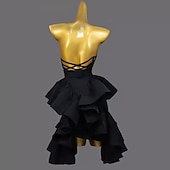 abordables Tenues de danse latine-Danse latine Costumes de Danse Robe Volants Couleur Pure Fantaisie Femme Utilisation Entraînement Sans Manches Chinlon Spandex