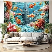 cheap Ocean Beach Tapestry-Undersea Landscape Hanging Tapestry Wall Art Large Tapestry Mural Decor Photograph Backdrop Blanket Curtain Home Bedroom Living Room Decoration