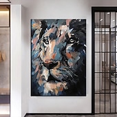 preiswerte Tiergemälde-Großes Löwen-Ölgemälde auf Leinwand, handgemaltes Tiger-Abstraktes Tier-Leinwandgemälde, Wandkunst, modernes impressionistisches Löwen-Kunstwerk, Bild für Wohnzimmer, Schlafzimmer, Wand,