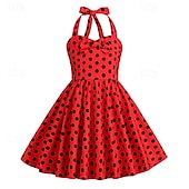 levne Šaty-Retro 50. léta Rockabilly Šaty Houpací šaty Puntíky Dívčí Karneval Plesová maškaráda Denní nošení loučení se svobodou nevěsty Dětské Šaty
