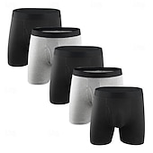 cheap Men&#039;s Boxers Underwear-Multi Packs 5pcs Men&#039;s Black+Gray+Blue+Wine Underwear Shorts Biker Shorts Elastic Waist Plain Outdoor Daily 95% Cotton All Seasons