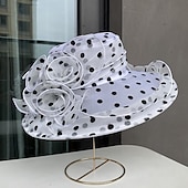 billige Coiffer-fascinators Hatter Hodeplagg organza Bøttehatt Solhatt Avslappet Ferie Elegant Årgang Med Blomst Prikkete Hodeplagg Hodeplagg