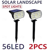 お買い得  屋外スポットライト-4本 2個 1個 50 W LEDソーラーライト 多機能 ソーラー駆動 赤外線センサー 温白色 ホワイト 3.7 V # LEDビーズ