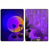 economico Lampada proiettore tramonto-lampada da notte a led con effetto increspatura dell&#039;acqua, atmosfera rgb con telecomando, proiezione arcobaleno al tramonto per soggiorno, camera da letto, comodino, doppia testa, lampada da tavolo moderna 1 pz