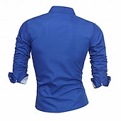 baratos camisas masculinas não de ferro-Homens Camisa Social Saia camisa de colarinho camisa de botão Tecido Casamento Festa Preto Branco Vinho Azul Marinho Escuro Manga Longa Aberto para a Lateral Primavera &amp; Outono Roupa