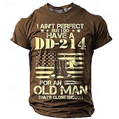 cheap Men&#039;s Funny T shirts-Men&#039;s Graphic American Flag T shirt Short Sleeve T shirt 3D Print Crew Neck Shirt Designer Retro Vintage Casual Sports Outdoor Holiday Going out Black Brown Army Green Spring &amp; Summer Clothing Apparel