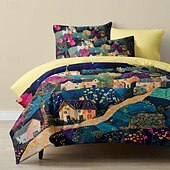 voordelige Dekbedovertreksets-100% katoenen dekbedovertrekset met landschapsmotief zacht 3-delig luxe beddengoedset woondecoratie cadeau koning koningin dekbedovertrek